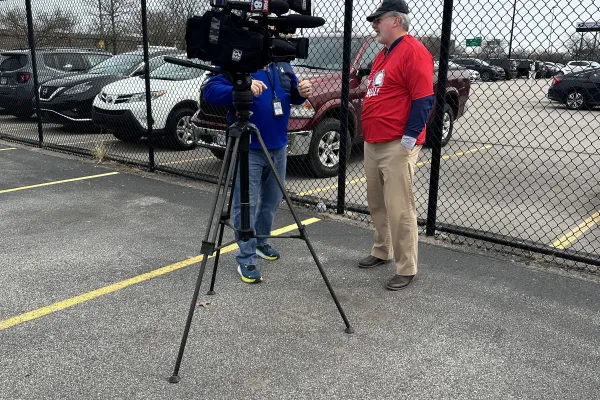 Camera interview at NALC picket
