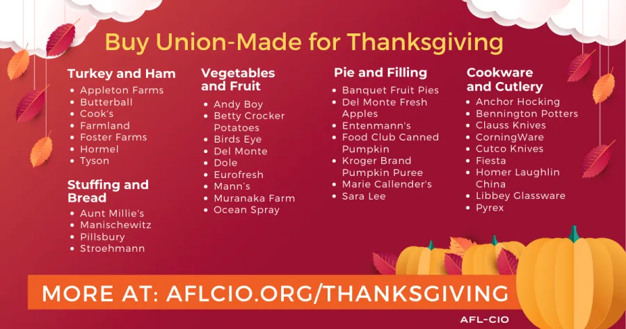 Buy Union-Made for Thanksgiving List