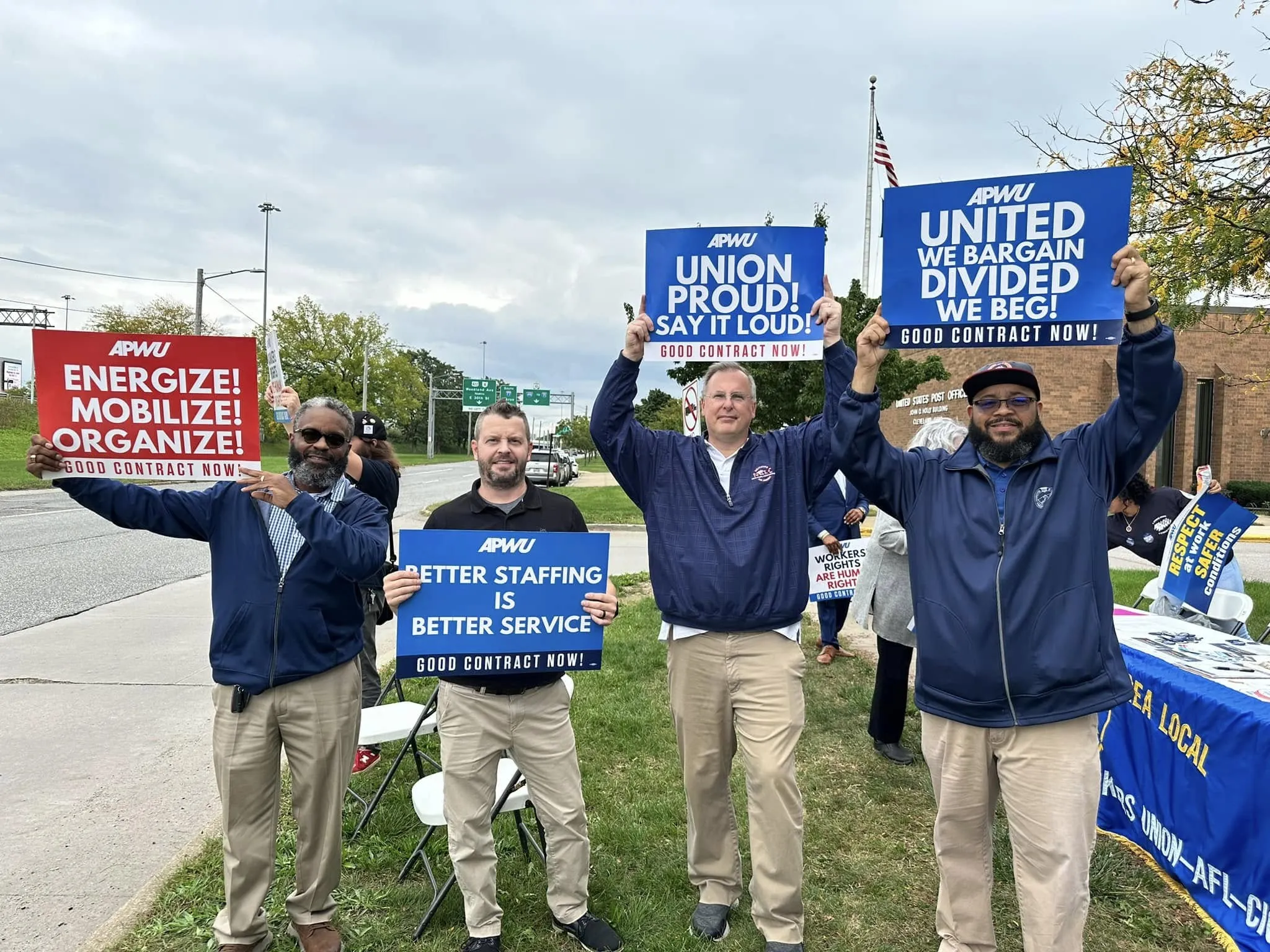 Postal workers picket at the Orange Avenue Post Office