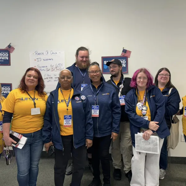 UFCW members volunteer at a political canvass